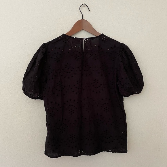 🍓 Jaqueline de Yong Woman’s Top Black eyelet S 42 (US Size 8) - Picture 5 of 5